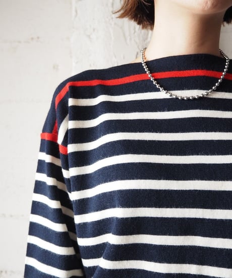 Boat Neck Border Knit WHBKRE