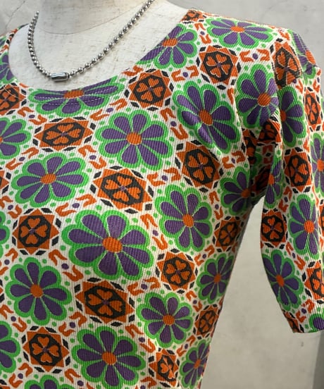 Flower Pattern Cotton Tops ORPURGN