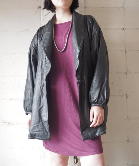 1980's Shawl Collar Leather Jacket BK