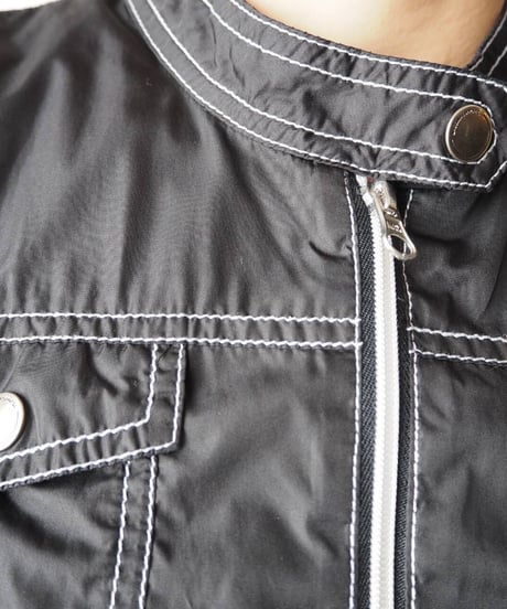 White Stitch Zip Up Jacket BK
