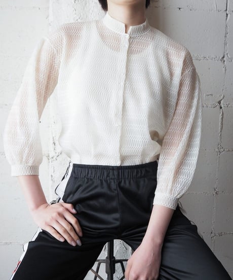 1960~70's Sheer Stand Collar Blouse IV
