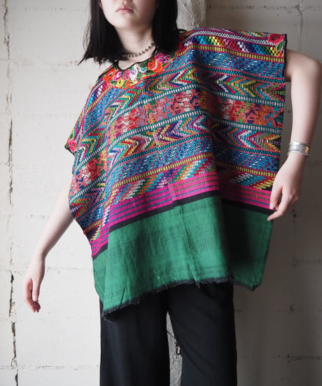 Huipil Embroidery 2way Poncho GN