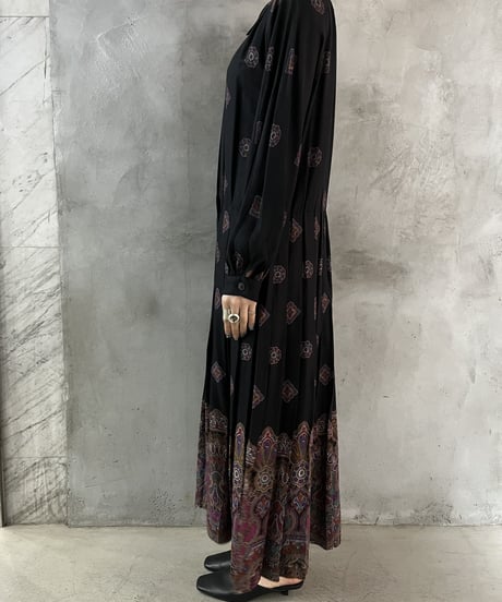 Paisley Pattern Pleated Shirt Dress BKPUR