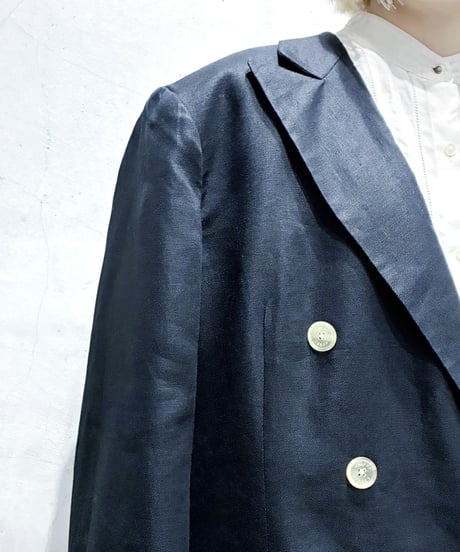 LAUREN Double Breasted Linen Jacket BK