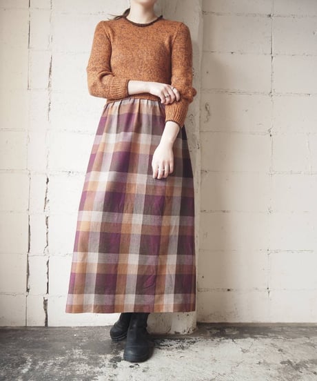 Knit×Check Long Dress ORBR