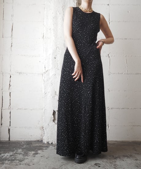 Spandex Mix Sleeveless Dot Dress BKWH