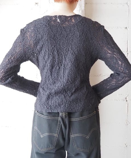 Crew Neck Lace Tops BK