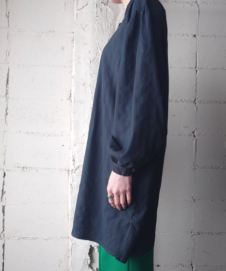 Shadow Stripe Long Smock Shirt  BK