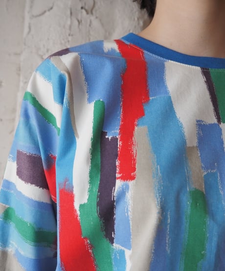 Painted Pattern Pullover Shirt BLRE