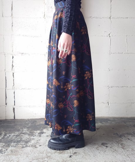 Belt Pattern Flared Skirt NV