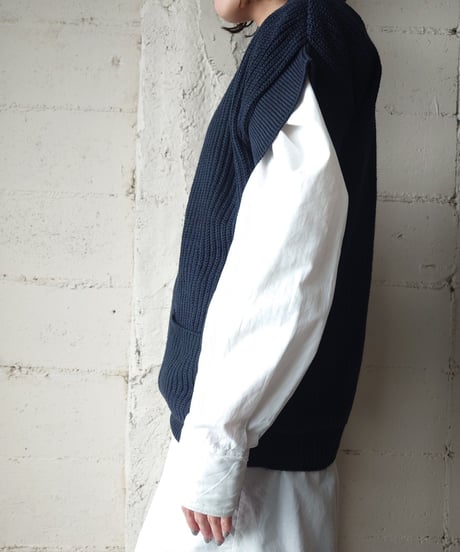 French Sleeve Cotton Knit Vest BK