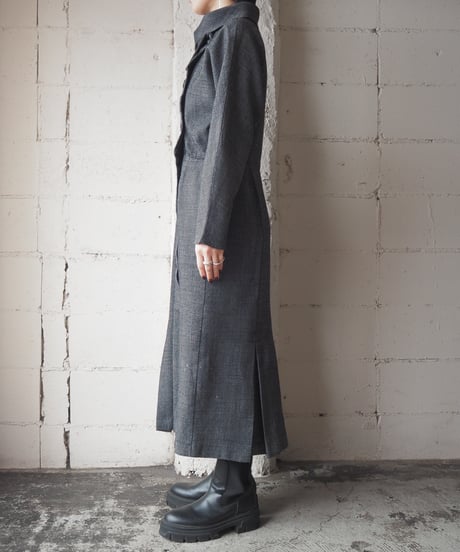 1970-80's EKLEKTIC Turnover Collar Asymmetric Dress DGR