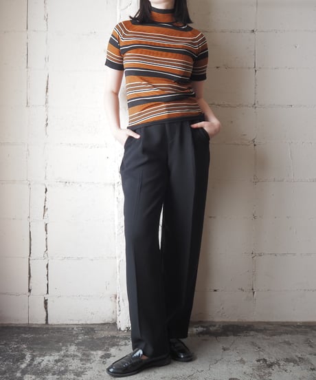 1970's Stripe Mock Neck Shirt Sleeve Knit BROR
