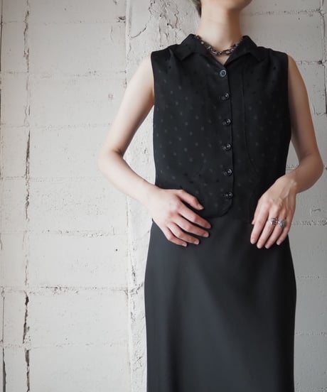 1950～60's Open Collar Sleeveless Shirt BK
