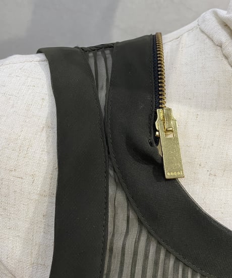 sacai Zip Design Chiffon Pleated Layered Tank KA