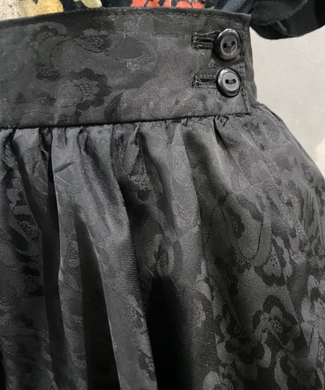 Shadow Flower Pattern Tiered Mini Skirt BK