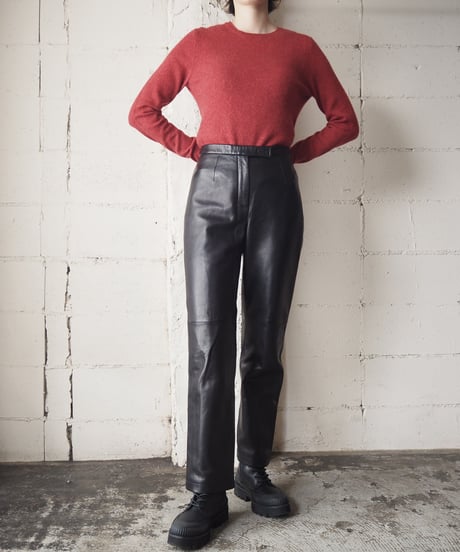 Leather Straight Pants BK