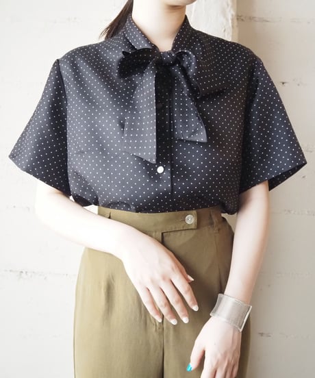 1980's Dot Bowtie Blouse