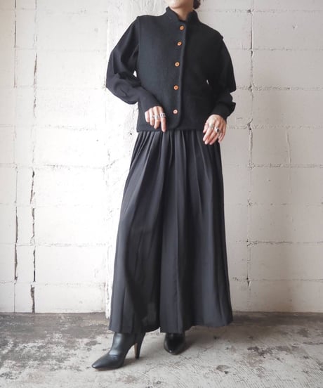 Stand Collar Wool Vest BK