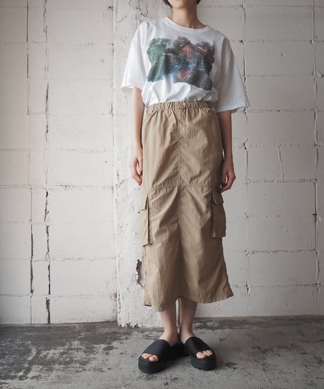 Drawstring Design Nylon Skirt BE