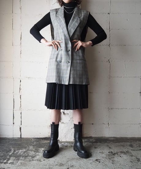 Check Pattern Remake Jacket Vest GRBKGN