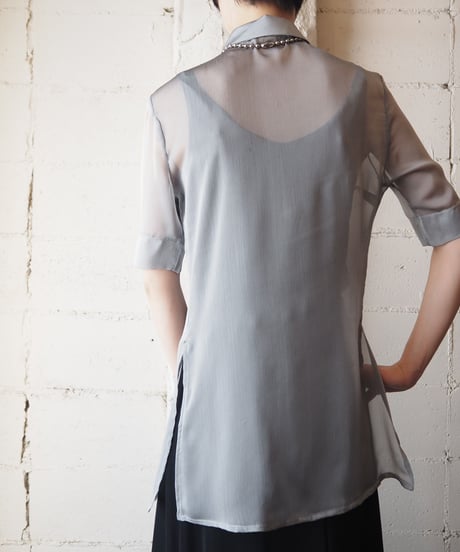 Sheer Side Slit Shirt GR