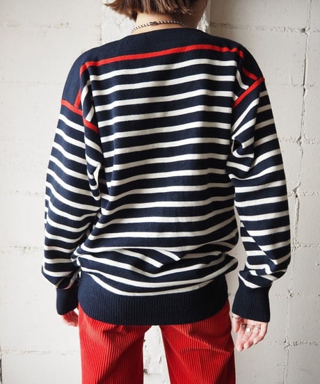 Boat Neck Border Knit WHBKRE