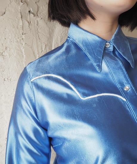 1970's Satin Western Shirt BL