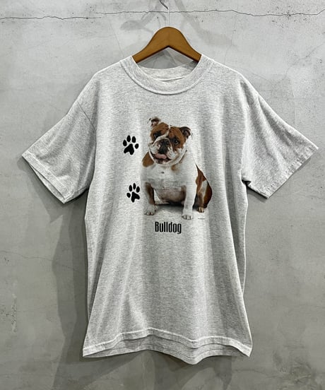 Bulldog Print T Shirts Lt.GR BR