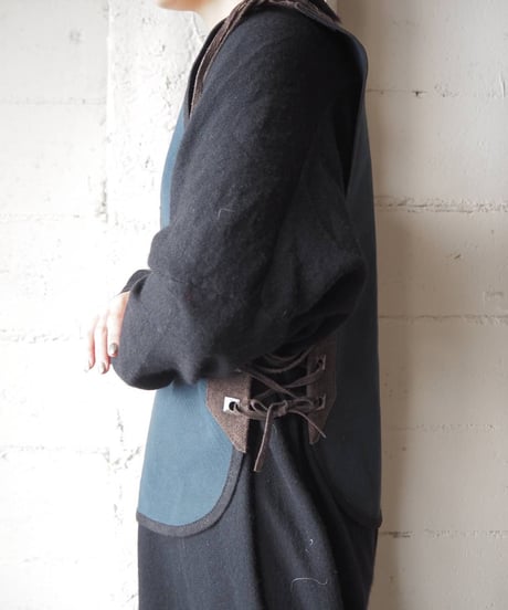 Bicolor Side Laceup Suede Vest NVBR