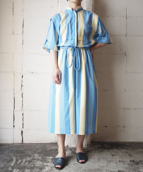 1970's Stripe Shirt Dress BL