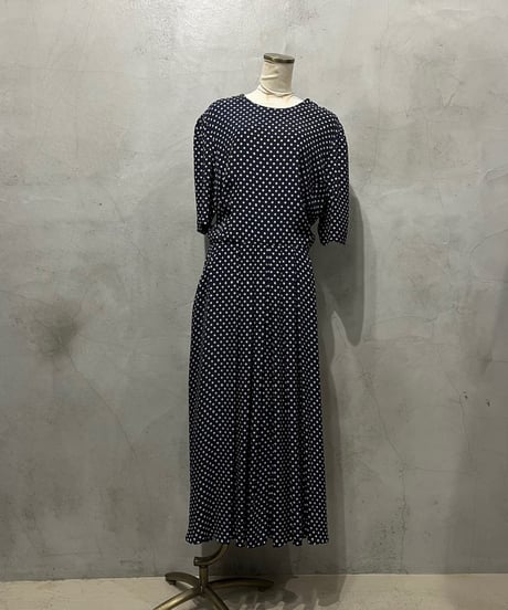 Dot Pattern Collarless Dress NV