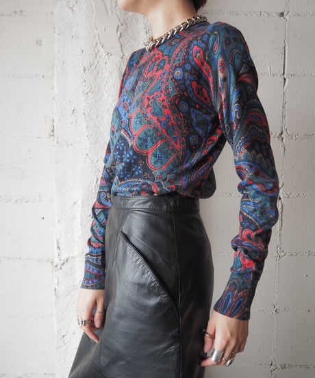 LAUREN Paisely Pattern Knit BKREGN