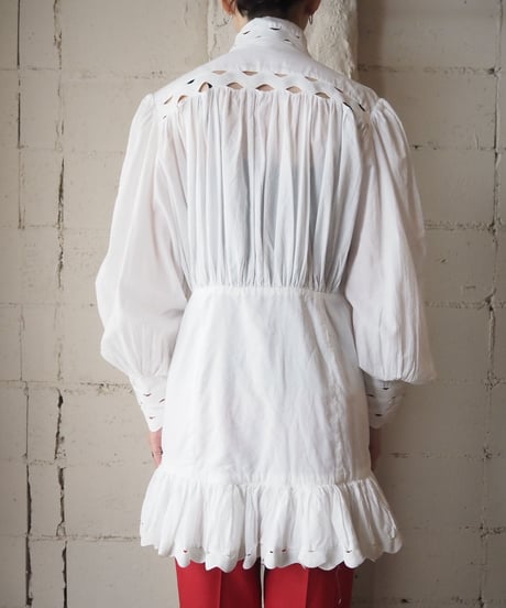 Stand Neck Frill Design Tunic WH