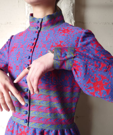 1970's Arabesque Pattern Jacquard Dress PUR