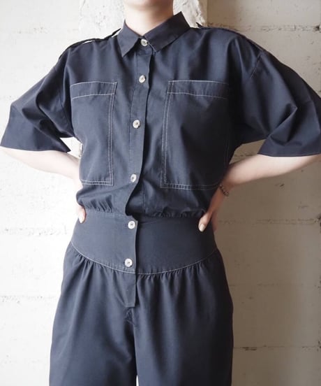 White Stitch Jumpsuit BK
