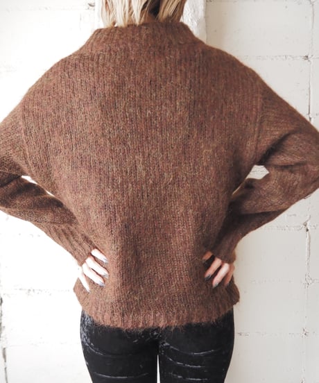 Mock Neck Mohair Mix Sweater DBR