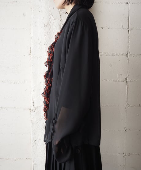 Ruffle Design Seethough Blouse BKRE