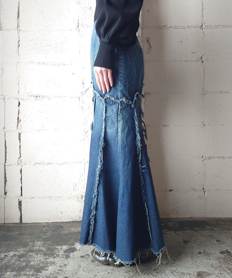 Mermaid Clashed Denim Skirt BL