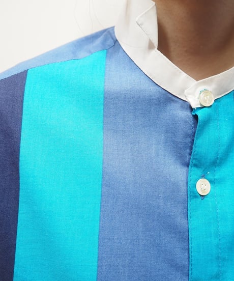 Wing Collar  Stripe  Shirt BL