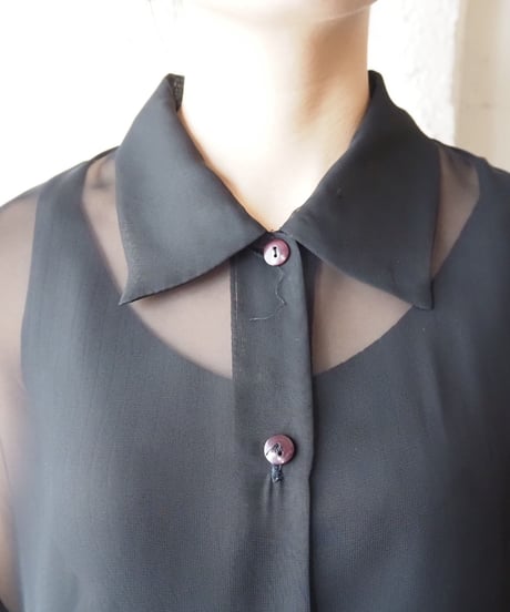 Short Sleeve See Through Blouse BK