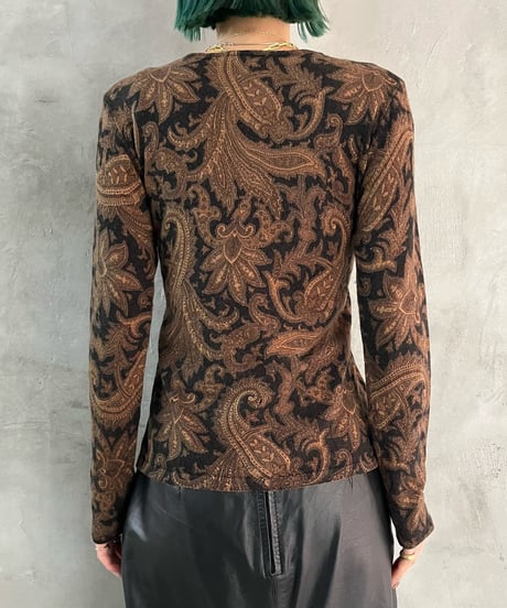 LAUREN Paisley Pattern Cashmere Knit BR