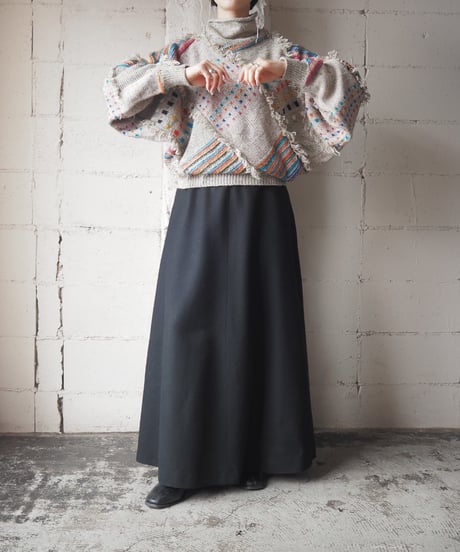 Dolman Sleeve Fringe Colorful Sweater GR