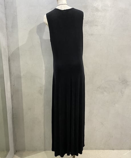 Spandex Mix Sleeveless Long Dress BK