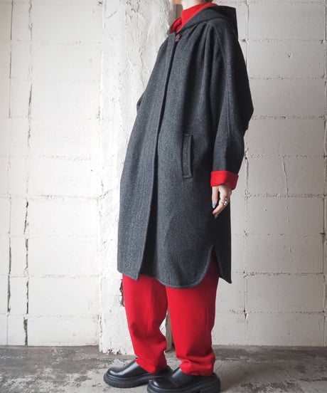 Bicolor Hooded Dolman Coat GRRE