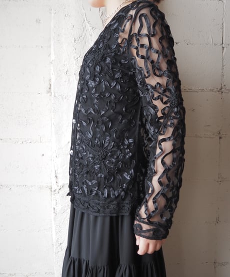 Tape Embroidery Sheer Shirt BE