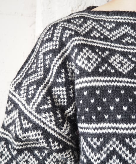 Boat Neck Nordic Sweater BKWH