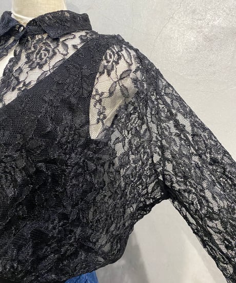 L/S Lace Shirt Docking Bodysuit BK