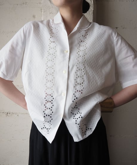 Short Sleeve Cutwork Shirt WH