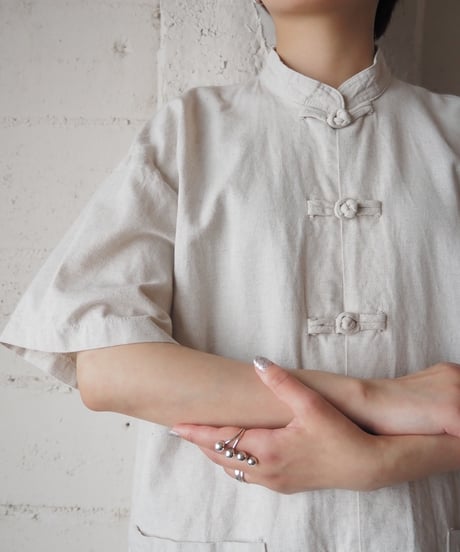 Short Sleeve Linen China Shirt IV